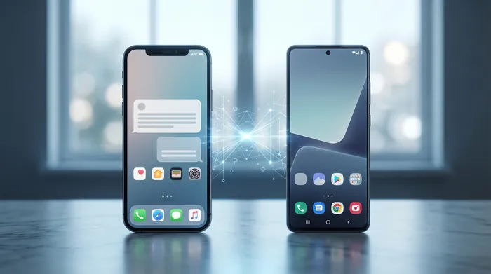 Смартфон с голограммами цифровых SIM-карт, символизирующий безопасность данных и облачное хранилище.